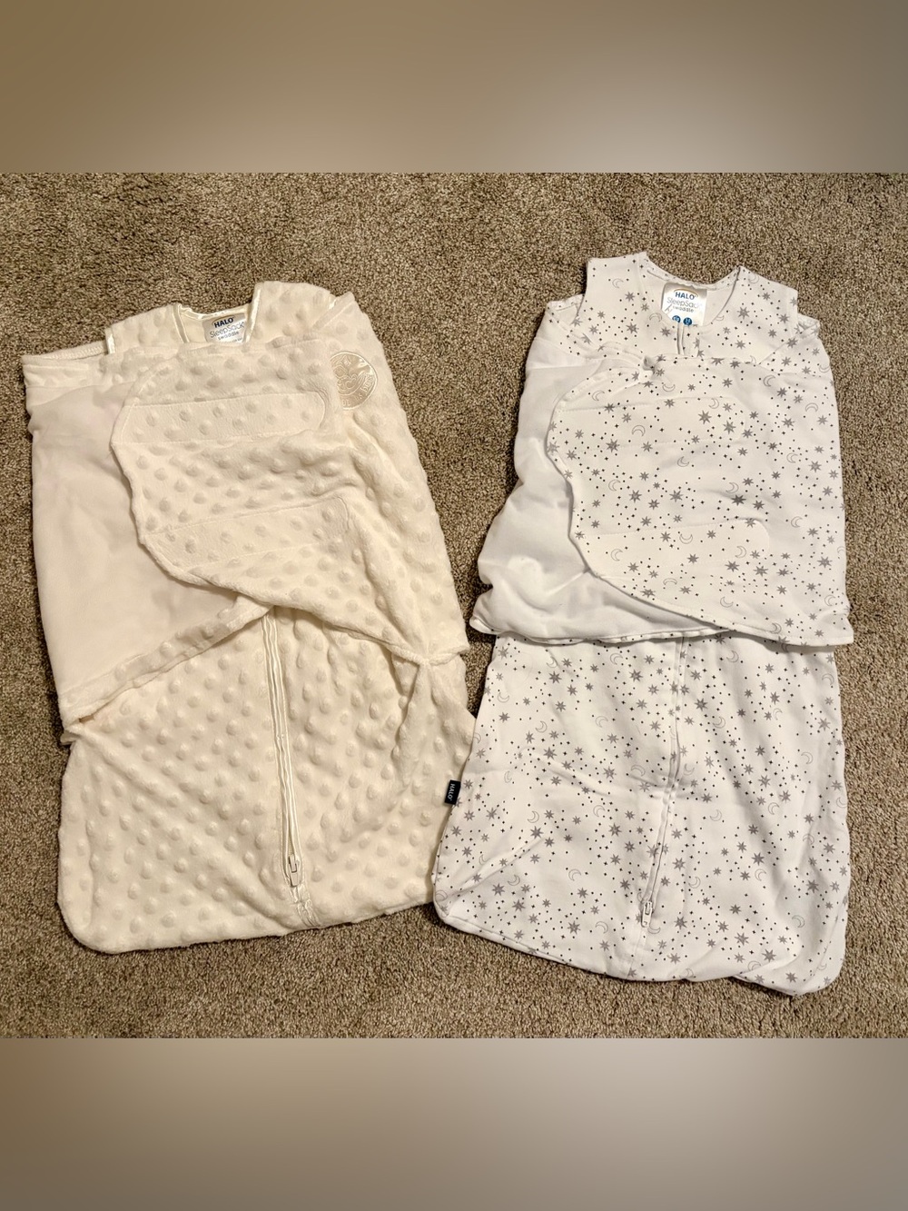 Halo Sleep Sacks - Cream Dimple & White Star Print